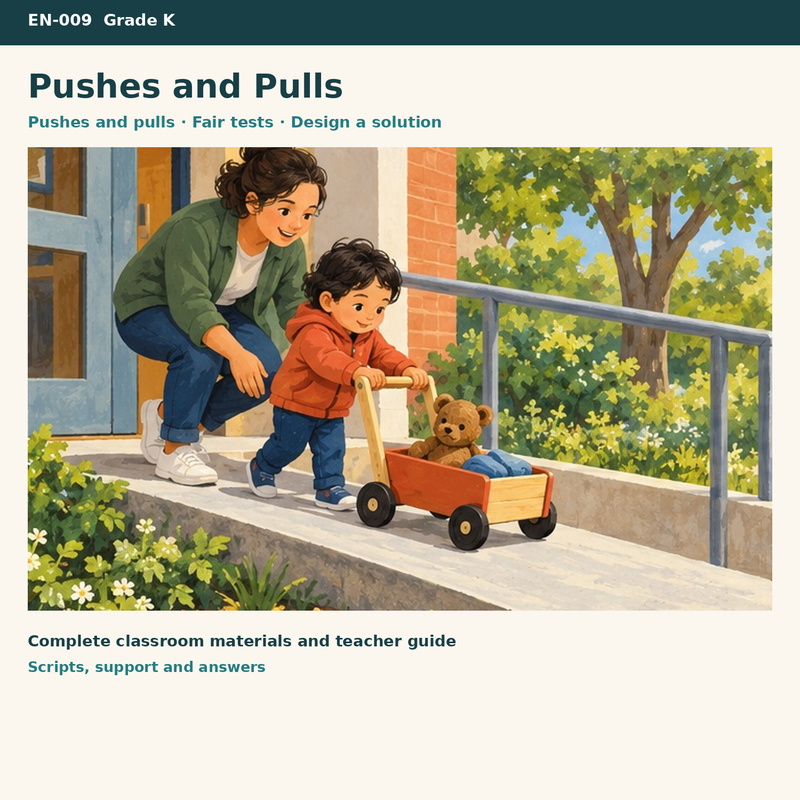 Pushes and Pulls – NGSS Kindergarten – Kräfte und Bewegung auf Englisch – Titelbild