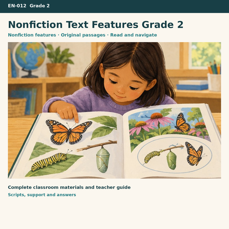 Nonfiction Text Features Grade 2 – Sachtextmerkmale auf Englisch – Titelbild