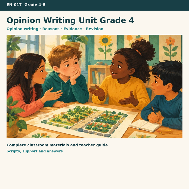 Opinion Writing Unit Grade 4–5 – Meinungstexte schreiben auf Englisch – Titelbild