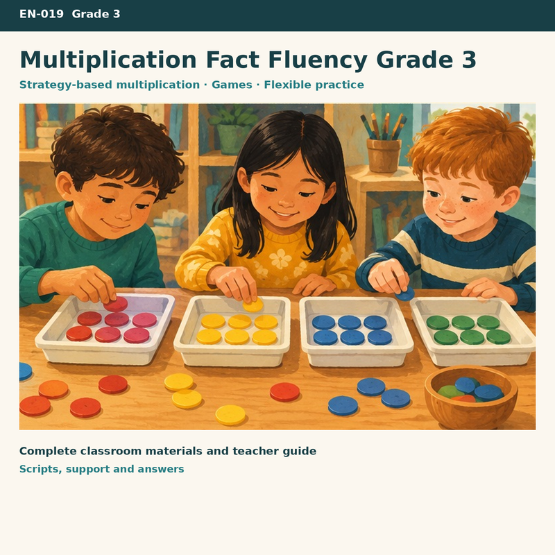 Multiplication Fact Fluency Grade 3 – Einmaleins mit Strategien auf Englisch – Titelbild
