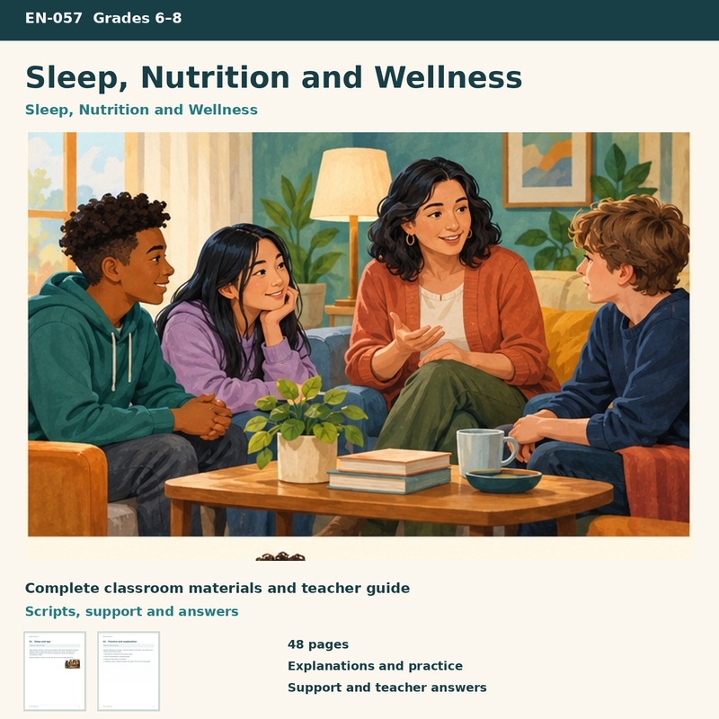 Sleep, Nutrition and Wellness – Schlaf, Ernährung und Wohlbefinden auf Englisch – Titelbild