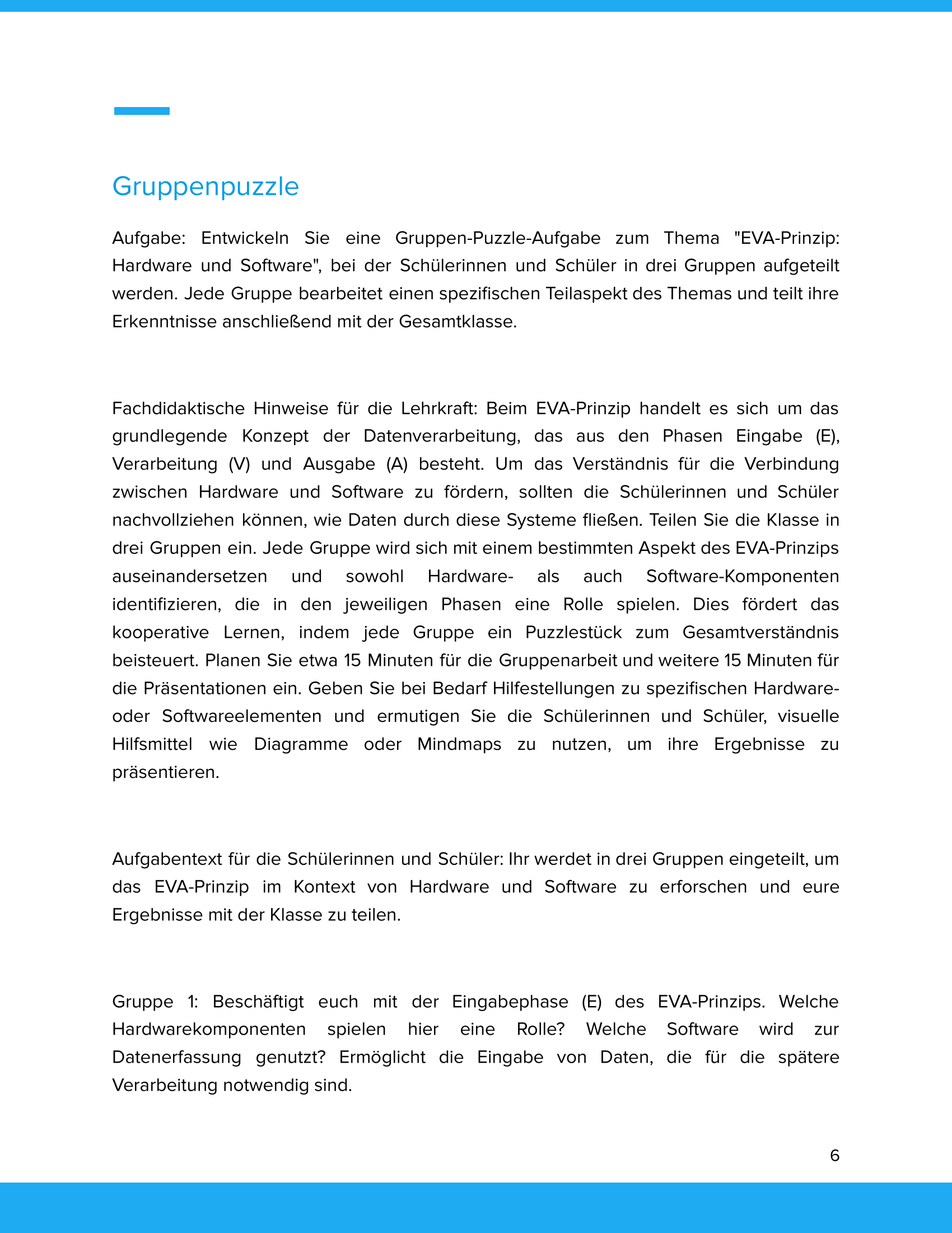 Unterrichtsmaterial „EVA-Prinzip – Hardware und Software“ (Sek I)
