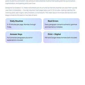 Editing Practice Bundle für Englisch | Grammatik, Rechtschreibung & Satzkorrektur Grades 2–5