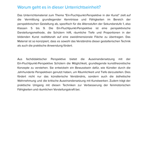 Unterrichtsmaterial „Ein-Fluchtpunkt-Perspektive in der Kunst“ - Kunst SEK I