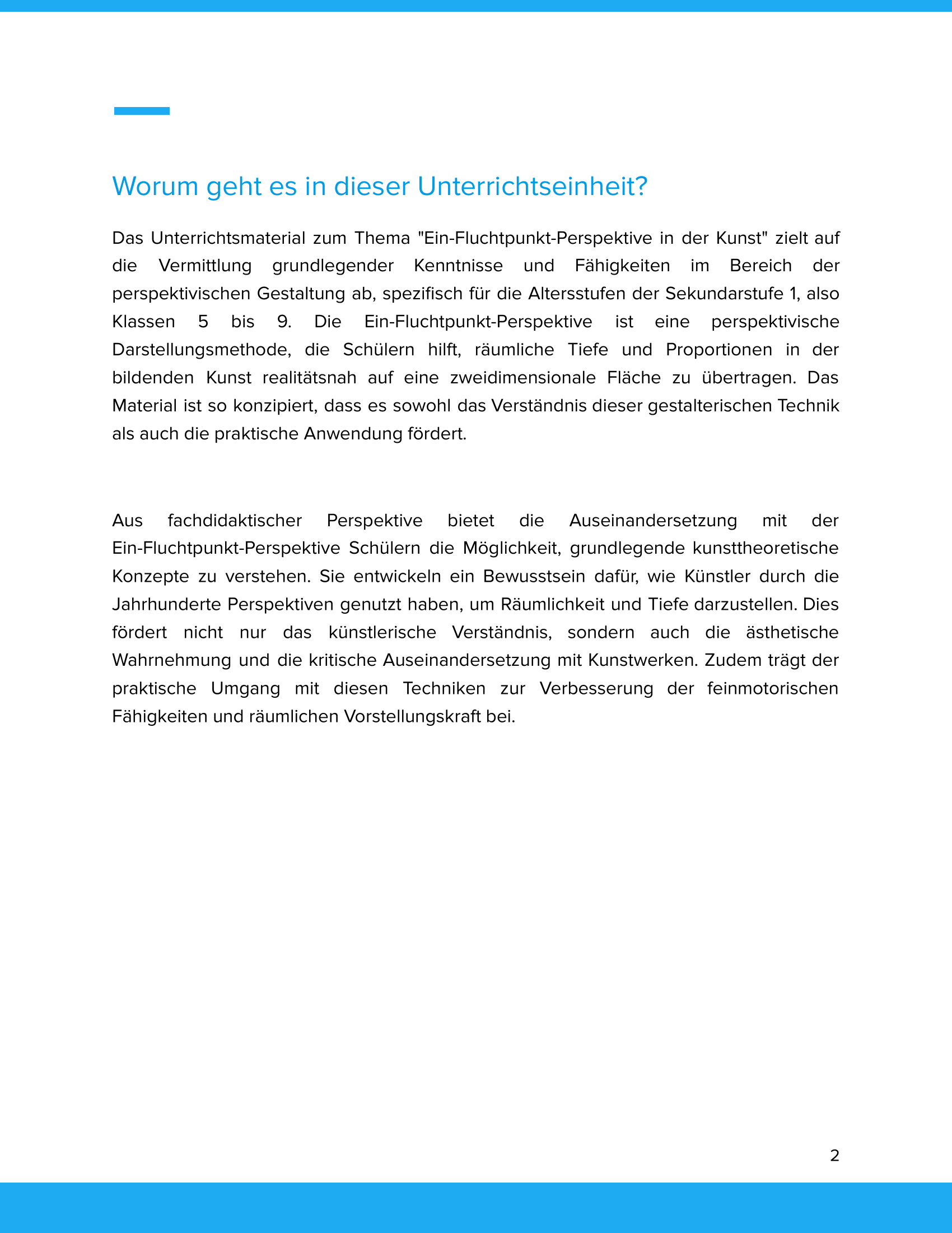 Unterrichtsmaterial „Ein-Fluchtpunkt-Perspektive in der Kunst“ - Kunst SEK I