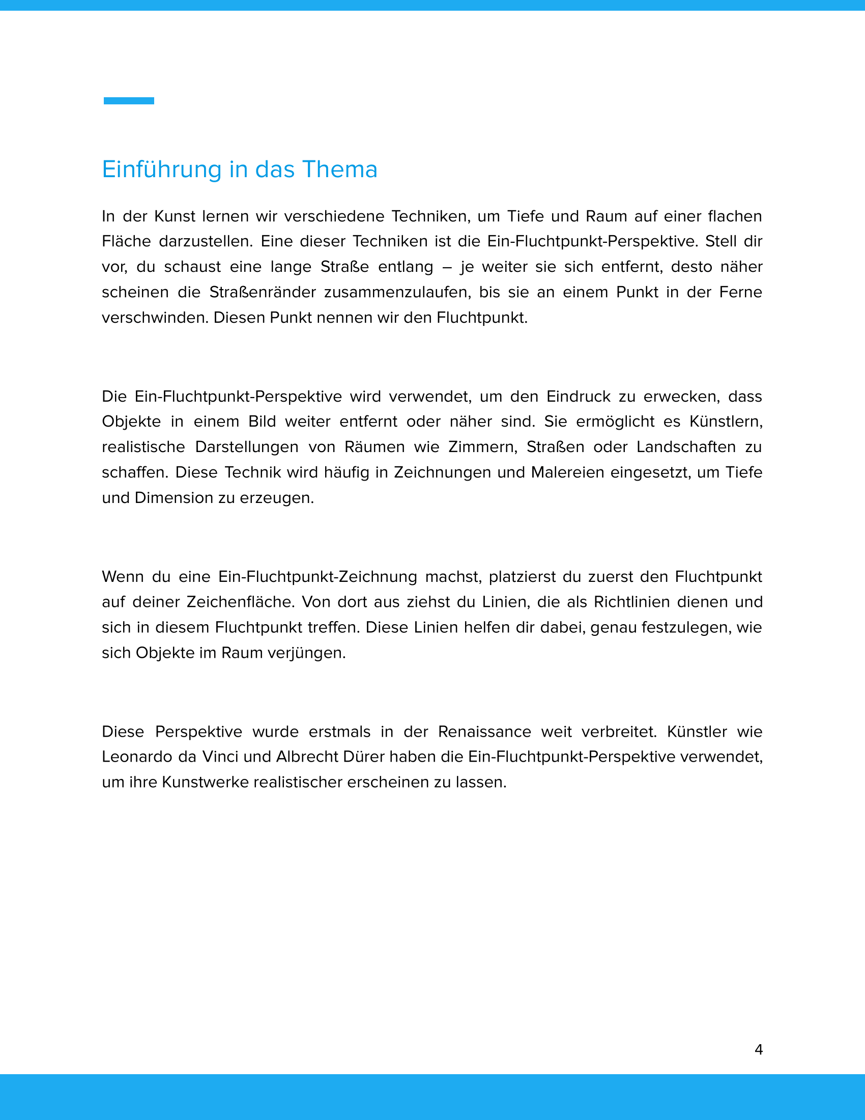 Unterrichtsmaterial „Ein-Fluchtpunkt-Perspektive in der Kunst“ - Kunst SEK I