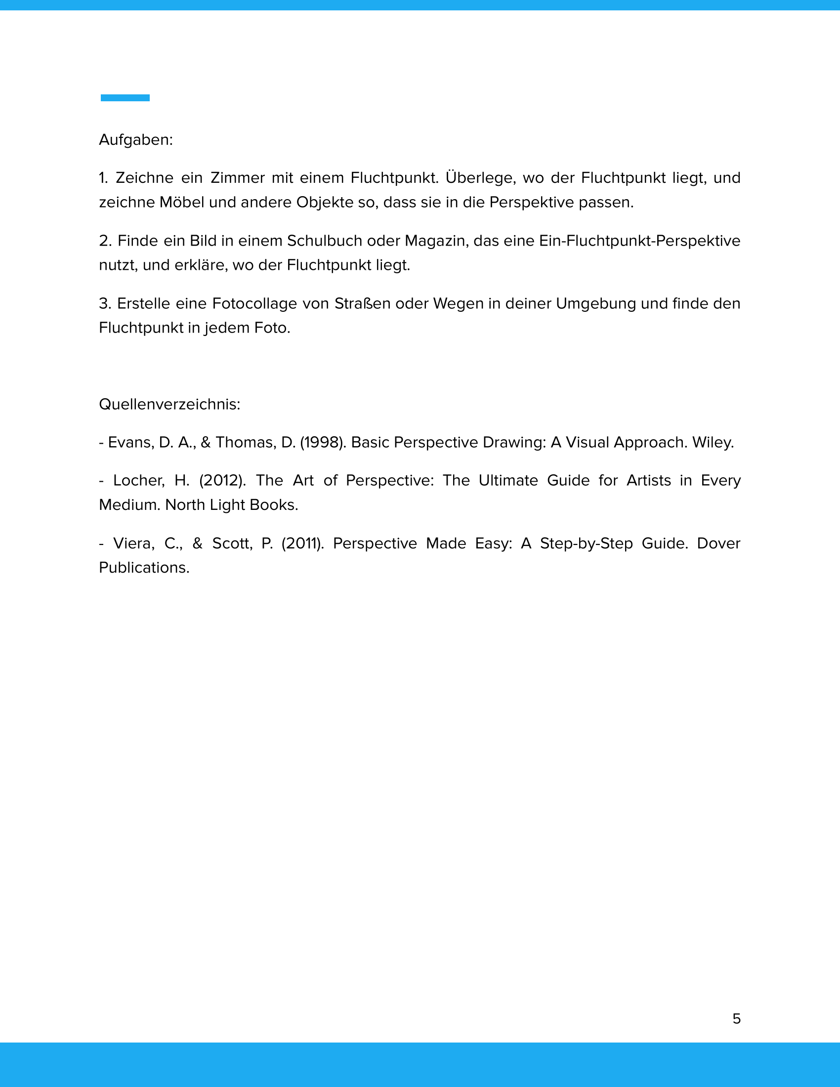 Unterrichtsmaterial „Ein-Fluchtpunkt-Perspektive in der Kunst“ - Kunst SEK I