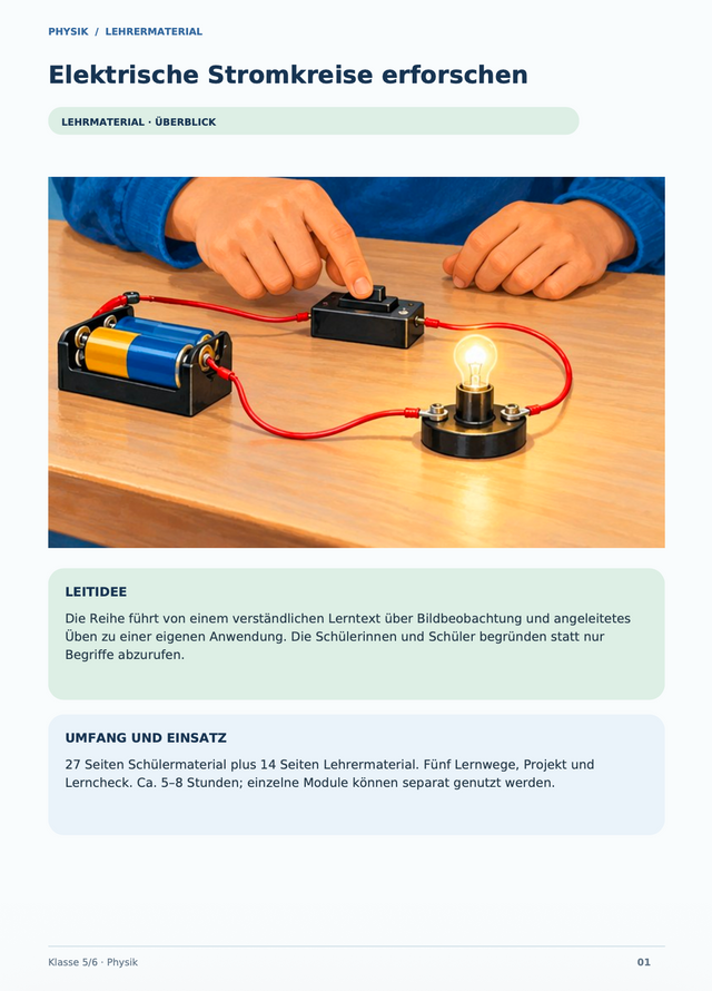 Elektrische Stromkreise erforschen – Leiter, Schalter, Reihen- & Parallelschaltung | Physik Klasse 5–6