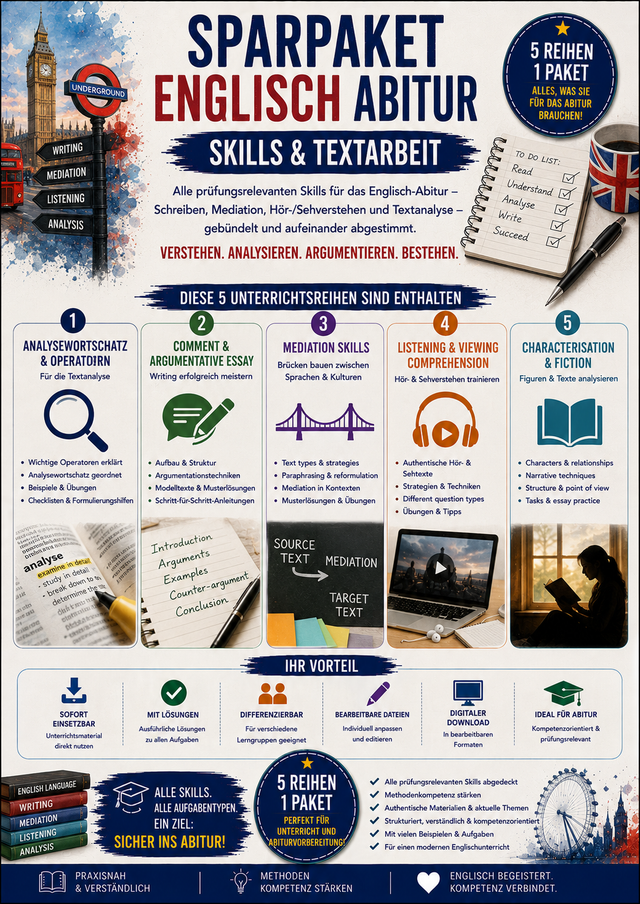 Sparpaket Englisch Abitur – Skills & Textarbeit | Oberstufe (Sek II)