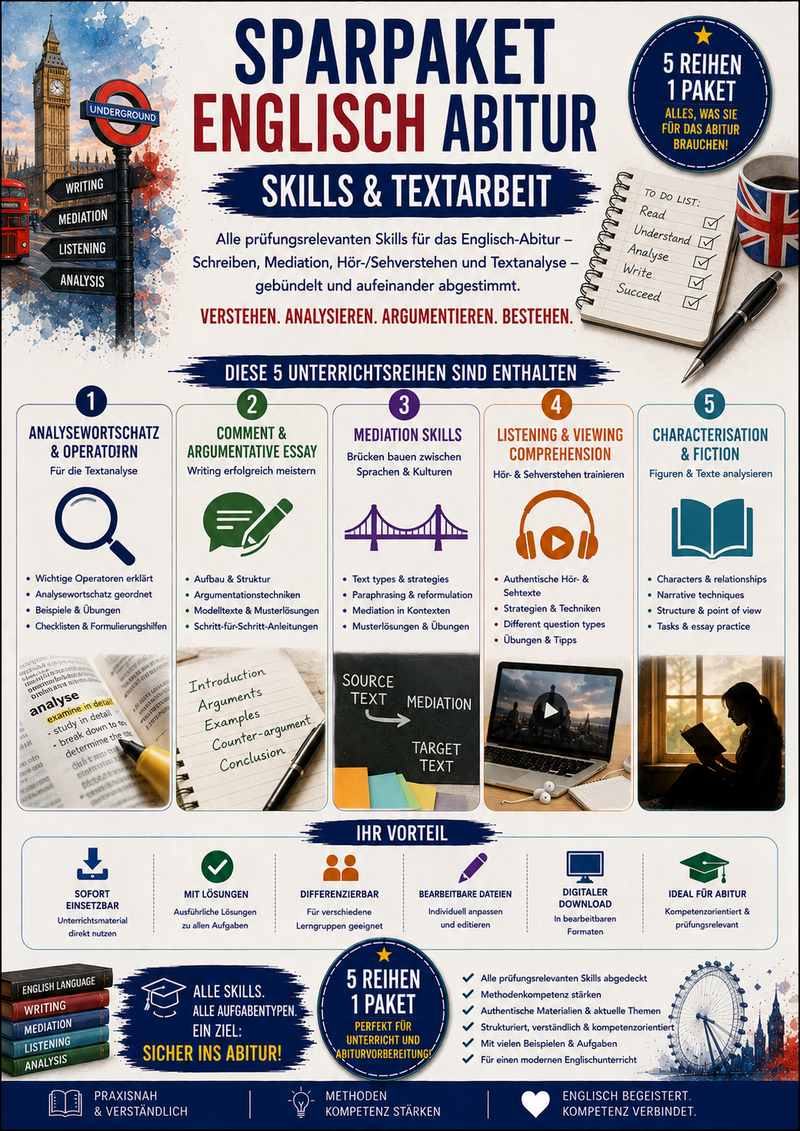 Sparpaket Englisch Abitur – Skills & Textarbeit | Oberstufe (Sek II)
