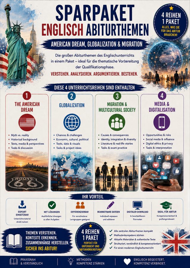 Sparpaket Englisch Abiturthemen – American Dream, Globalization & Migration