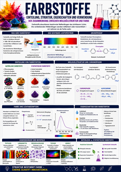 Farbstoffe – Einteilung, Struktur, Eigenschaften und Verwendung