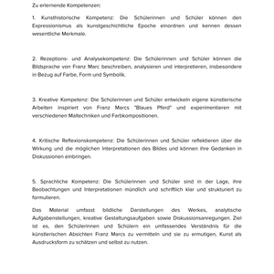 Franz Marc – „Blaues Pferd“ – Kunstunterricht SEK I