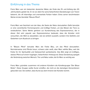 Franz Marc – „Blaues Pferd“ – Kunstunterricht SEK I