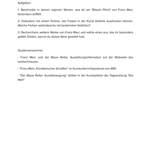 Franz Marc – „Blaues Pferd“ – Kunstunterricht SEK I