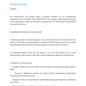 Franz Marc – „Blaues Pferd“ – Kunstunterricht SEK I