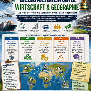Fußball und Globalisierung Unterrichtsmaterial für Klasse 7 bis 10 zu Geographie, Wirtschaft, Räumen, Infrastruktur, Nachhaltigkeit und globalen Fußballereignissen