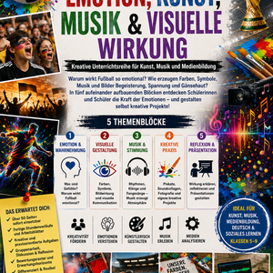 Fußball und Emotion Unterrichtsmaterial für Klasse 5 bis 9 zu Kunst, Musik, visueller Wirkung, Farbgestaltung, Symbolen, Sounddesign und Medienkompetenz