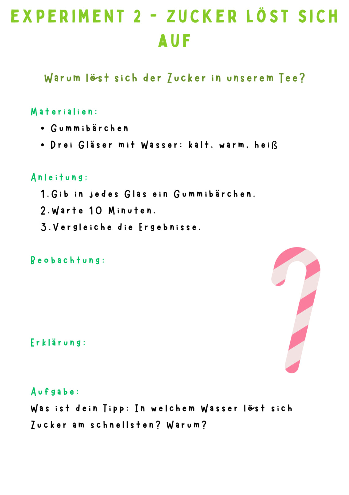 Süßigkeiten-Experimente – Lehrmaterial mit Anleitungen Klasse 1-4
