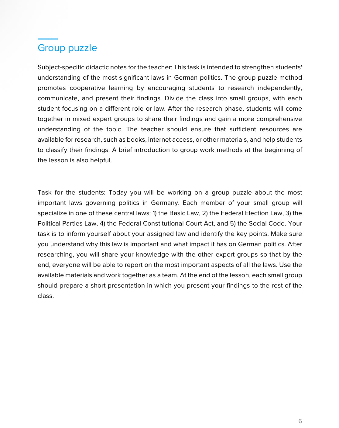 Germany’s Key Political Laws – Workbook on Democracy, Rights & Government | Grades 5–9