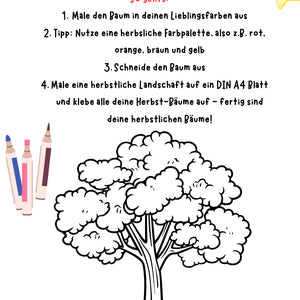 Wir basteln herbstliche Bäume – Bastelvorlage für Klasse 1 bis 4