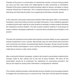 Freedom of the Press – Teaching Pack on Media & Democracy | GRADE 5–9