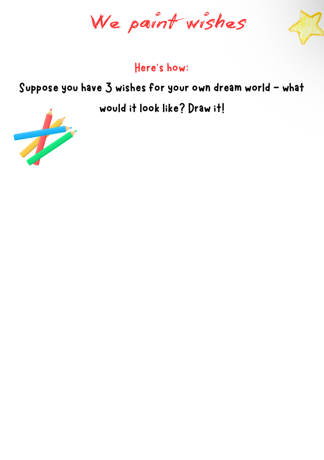 We Paint Wishes – Creative Art Worksheet for Grades K–4 Students
