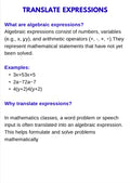 Algebra Basics – WORKBOOK on Algebraic Expressions | GRADE 5–9