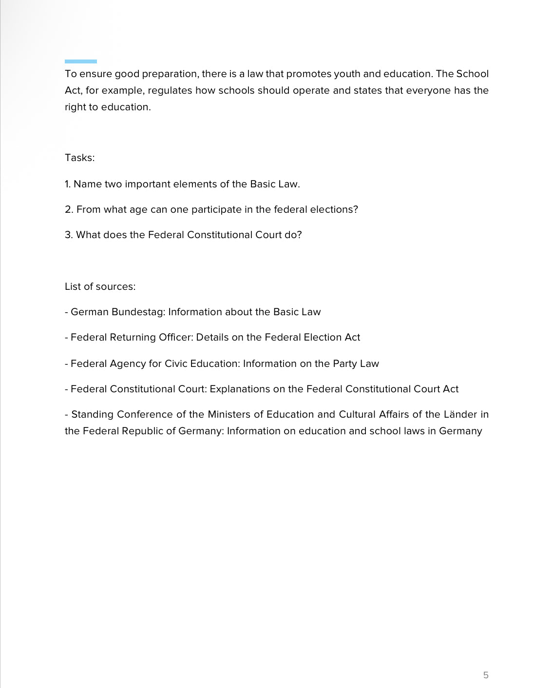 Germany’s Key Political Laws – Workbook on Democracy, Rights & Government | Grades 5–9