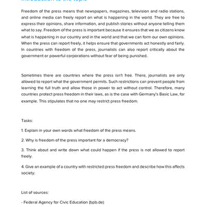 Freedom of the Press – Teaching Pack on Media & Democracy | GRADE 5–9