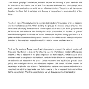 Freedom of the Press – Teaching Pack on Media & Democracy | GRADE 5–9