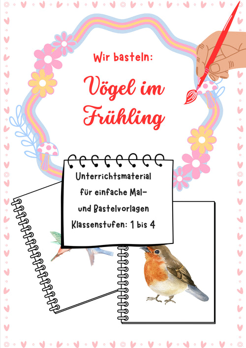 Frühlingsvögel basteln – Vorlage und Anleitung für Klasse 1 bis 4