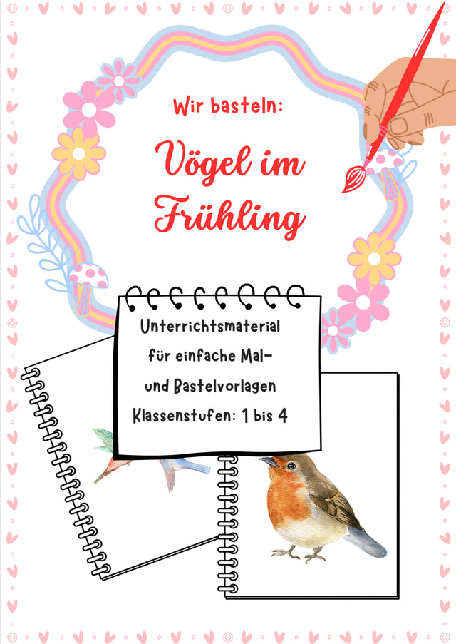 Frühlingsvögel basteln – Vorlage und Anleitung für Klasse 1 bis 4