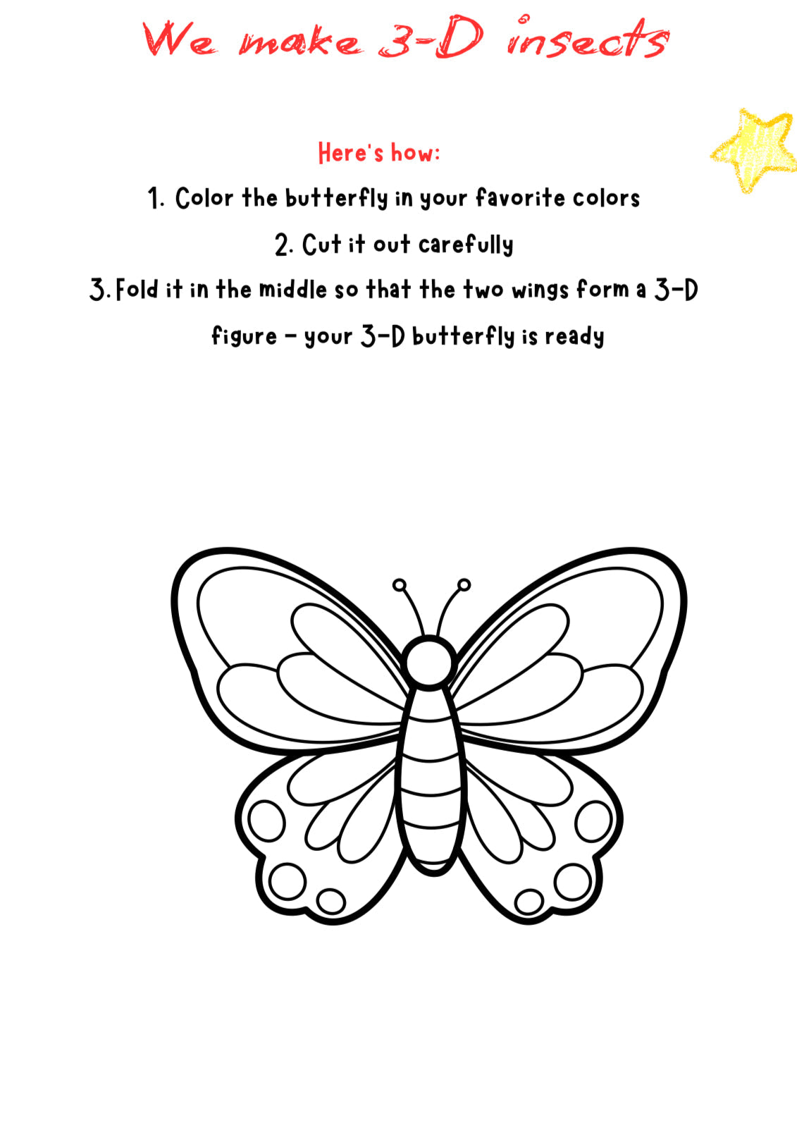 3D Insects Art Project – Printable Worksheet & Classroom Guide