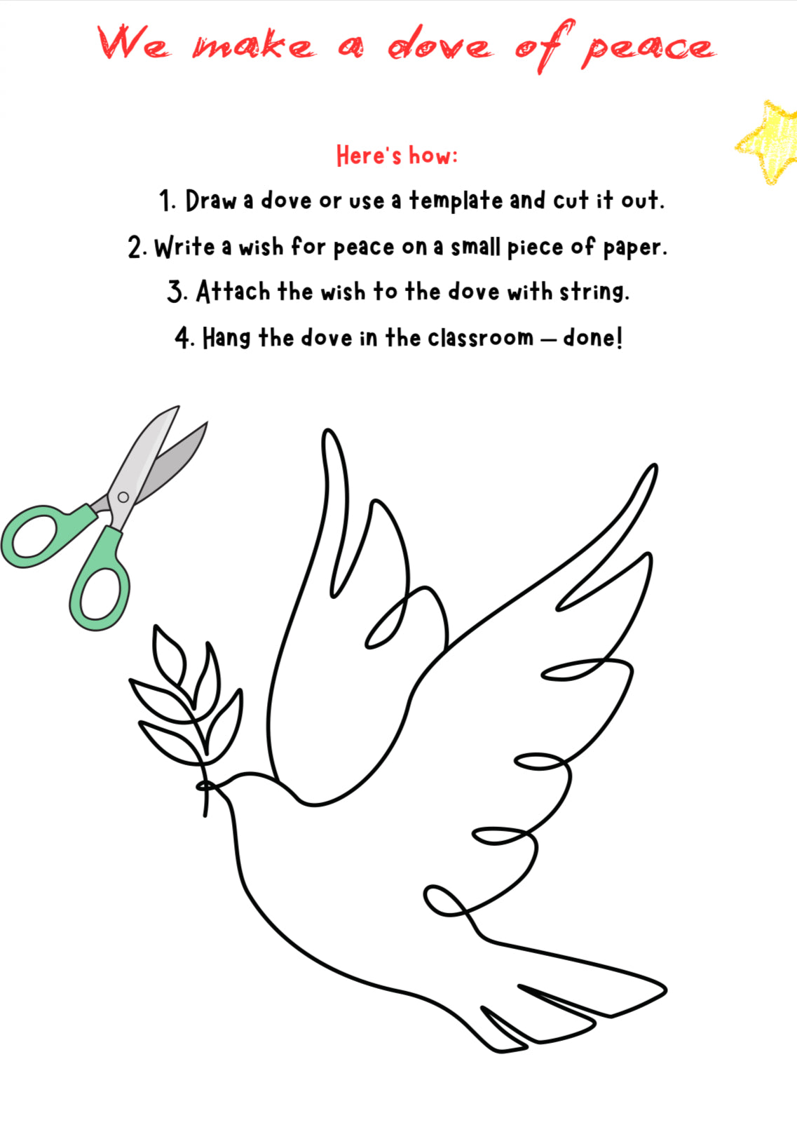 We Craft a Dove of Peace – Printable Art Project for Grades K–4