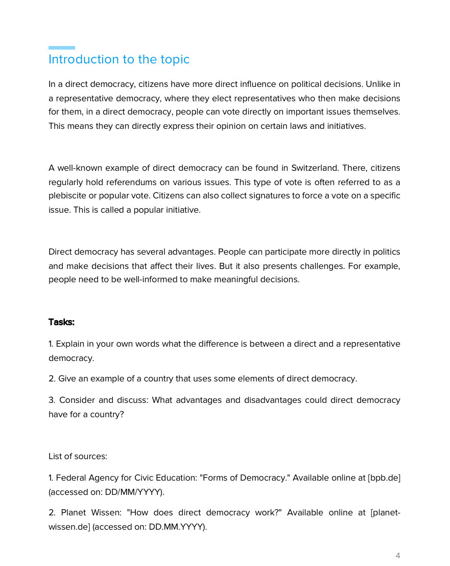 Direct Democracy Explained – Political Participation & Voting | Social Studies Resource | GRADE 5–9