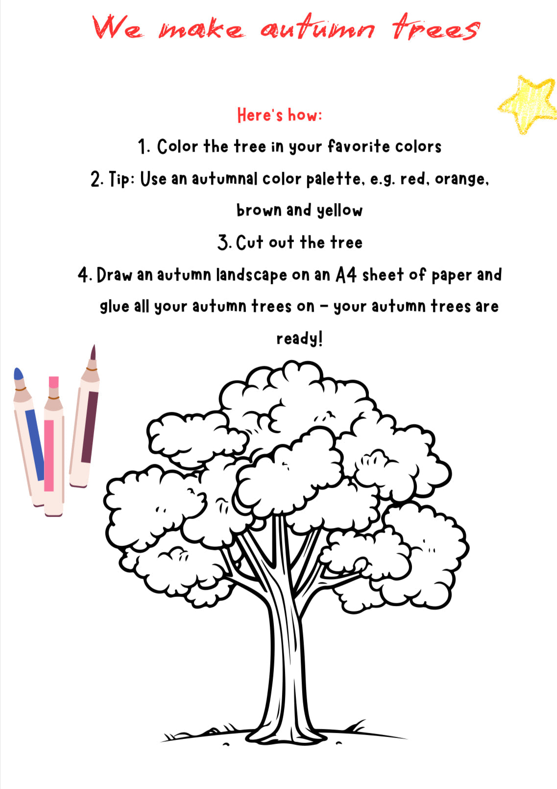 Autumn Tree Craft – Hands-On Fall Worksheet for Grades K–4