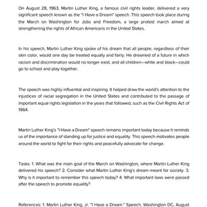 Martin Luther King’s “I Have a Dream” Speech – WORKBOOK on Rhetoric, Equality & Justice | GRADE 5–9