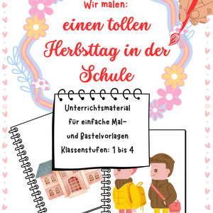 Wir malen einen Herbsttag – Malvorlage für den Unterricht Klasse 1–4