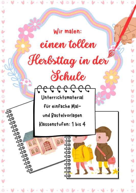 Wir malen einen Herbsttag – Malvorlage für den Unterricht Klasse 1–4