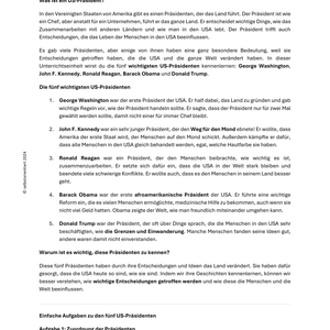 US-Präsidenten einfach erklärt – George Washington bis Donald Trump (Klasse 3–4)