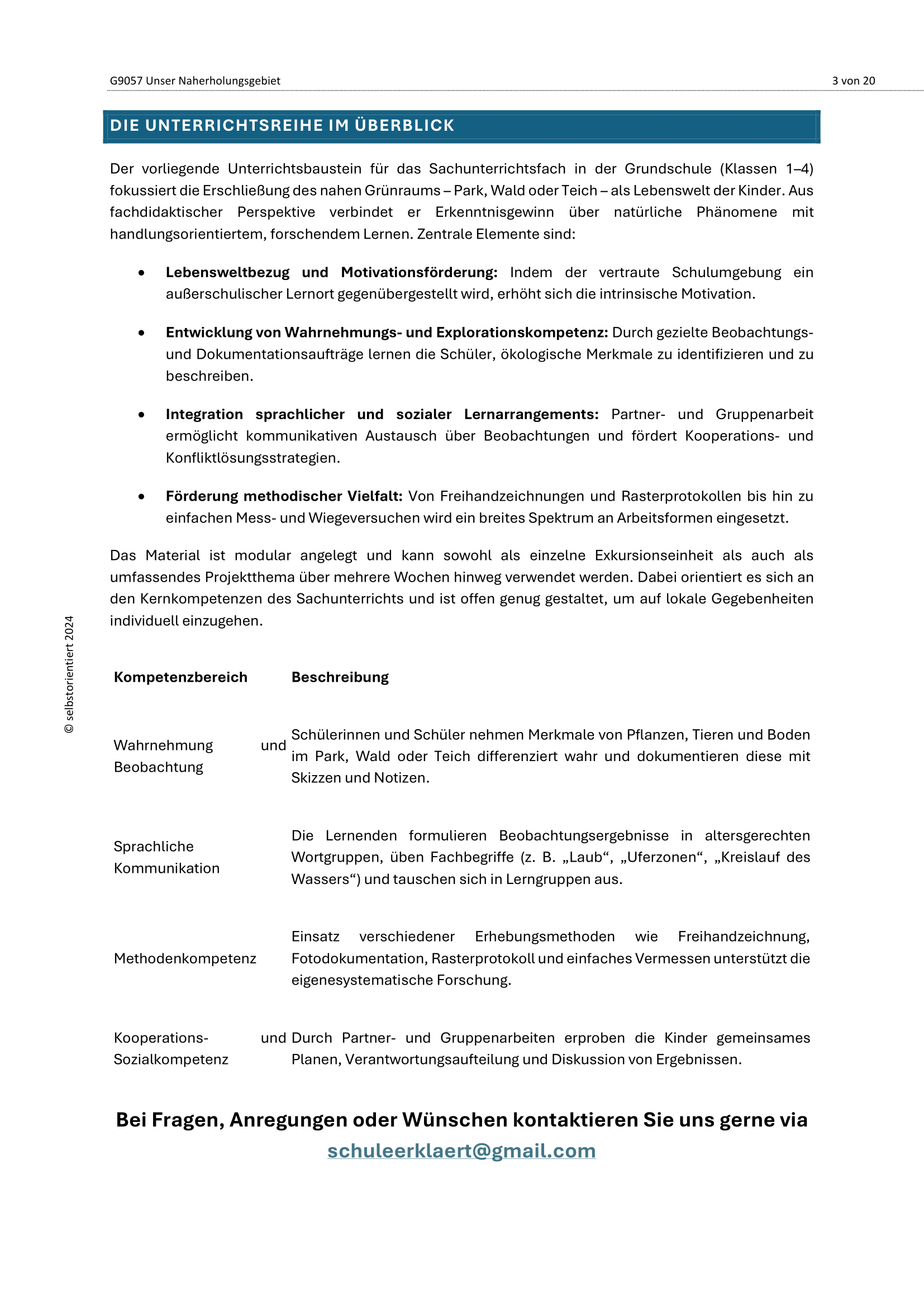 Naherholungsgebiet: Wir entdecken unsere Umgebung - Unterrichtsmaterial Grundschule