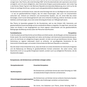 „Der erste Schultag 1930“ - Unterrichtsmaterial Grundschule