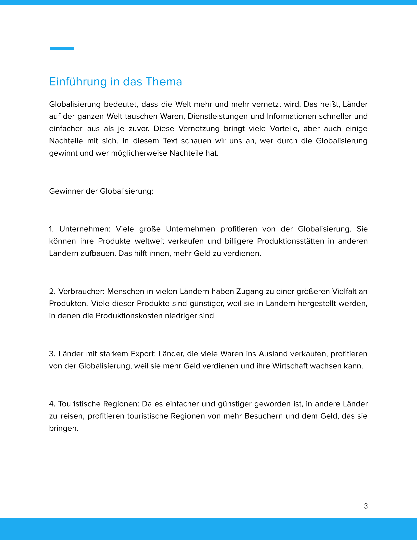 Gewinner & Verlierer der Globalisierung Unterrichtsmaterial Geographie SEK I