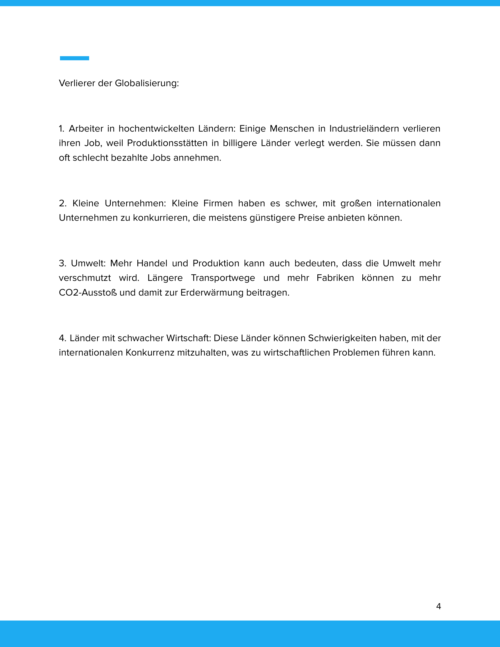 Gewinner & Verlierer der Globalisierung Unterrichtsmaterial Geographie SEK I