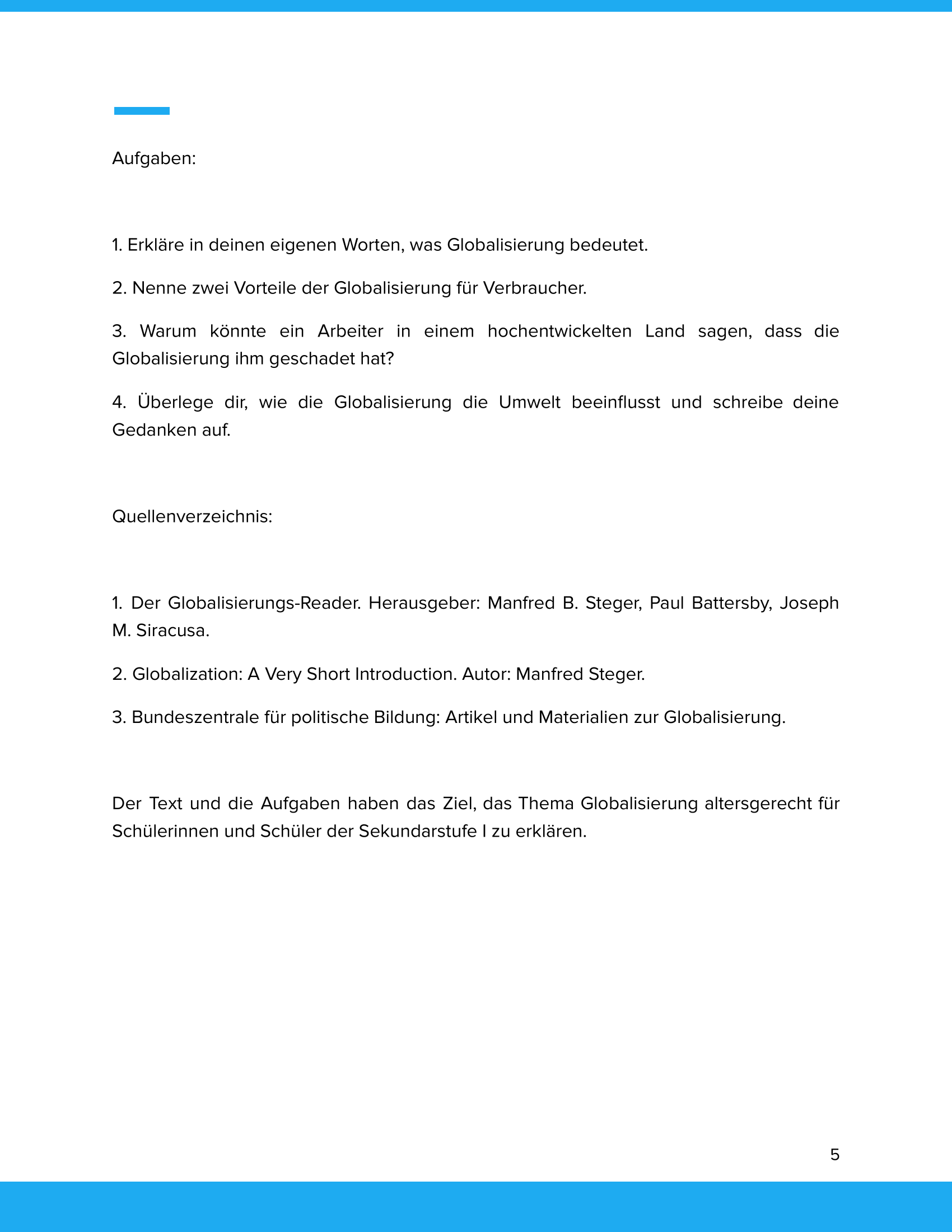 Gewinner & Verlierer der Globalisierung Unterrichtsmaterial Geographie SEK I