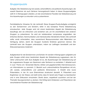 Gewinner & Verlierer der Globalisierung Unterrichtsmaterial Geographie SEK I