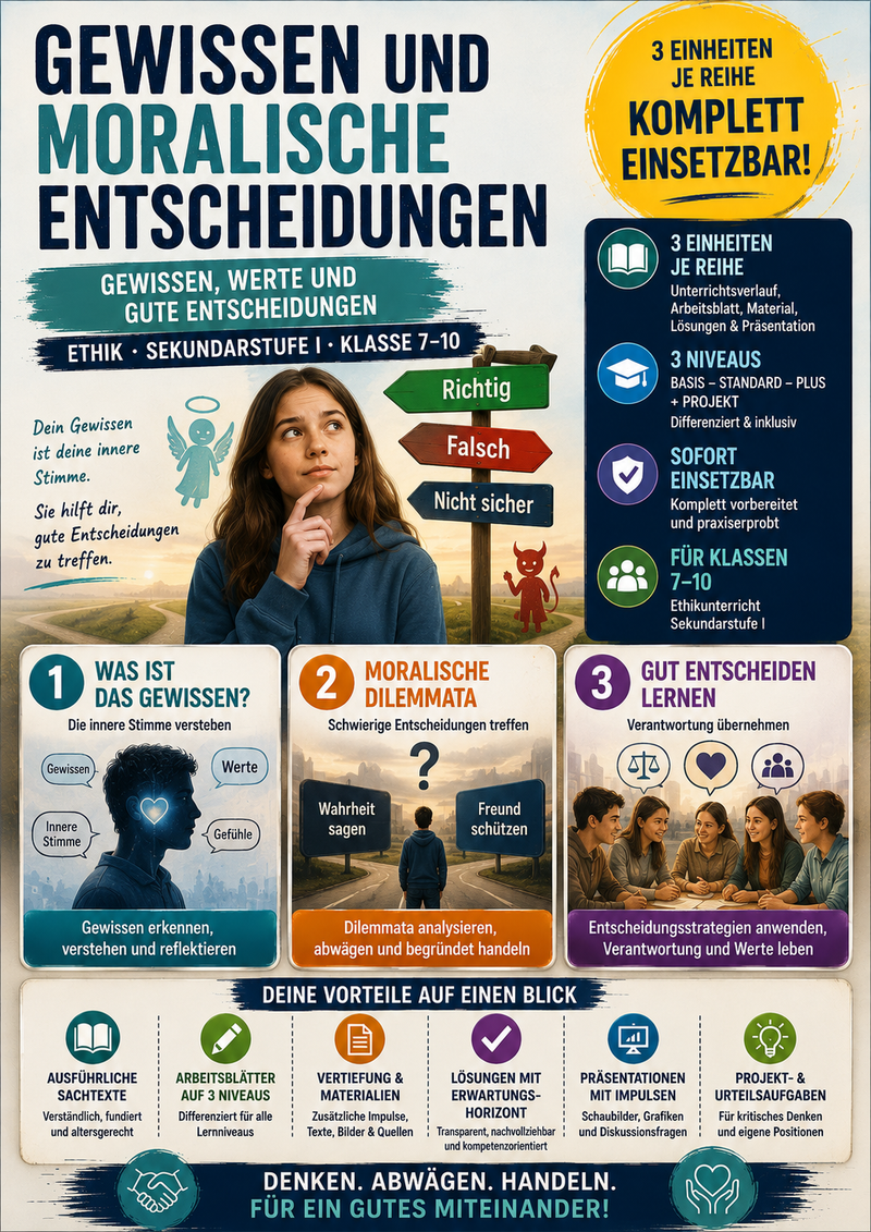 Gewissen und moralische Entscheidungen – Ethik Unterrichtsmaterial (Sek I, Klasse 7–10)