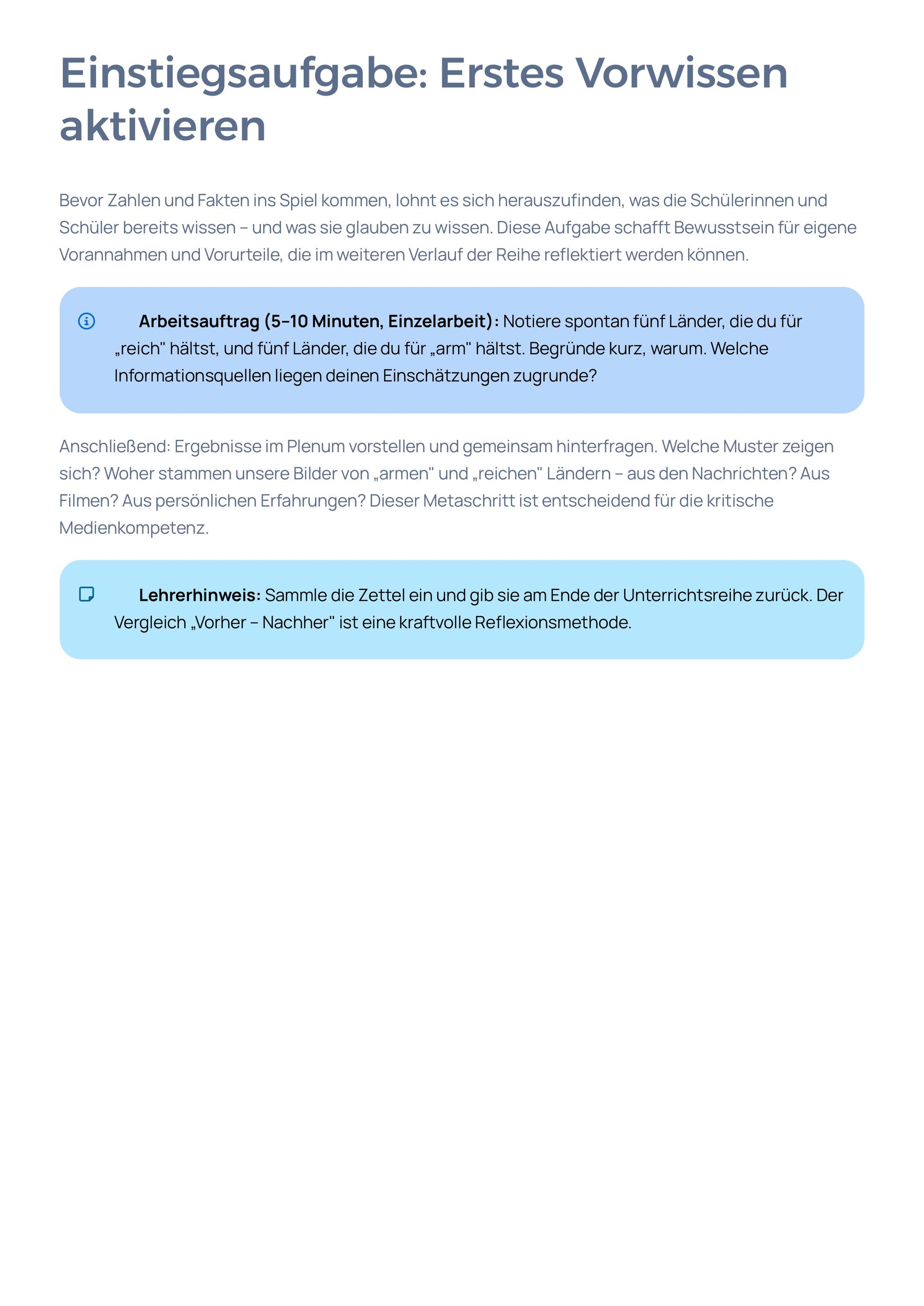 Globale Ungleichheit – Unterrichtsreihe Geographie Sek I/II | Daten, Karten & AFB I–III