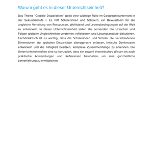 Globale Disparitäten | Unterrichtsmaterial Geographie SEK I